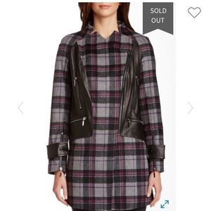 A moss plaid wool coat